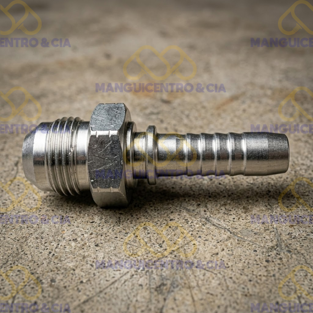 Espiga Macho JIC 1/4" x 1/4" (para manguera R2–R12) - Imagen 2