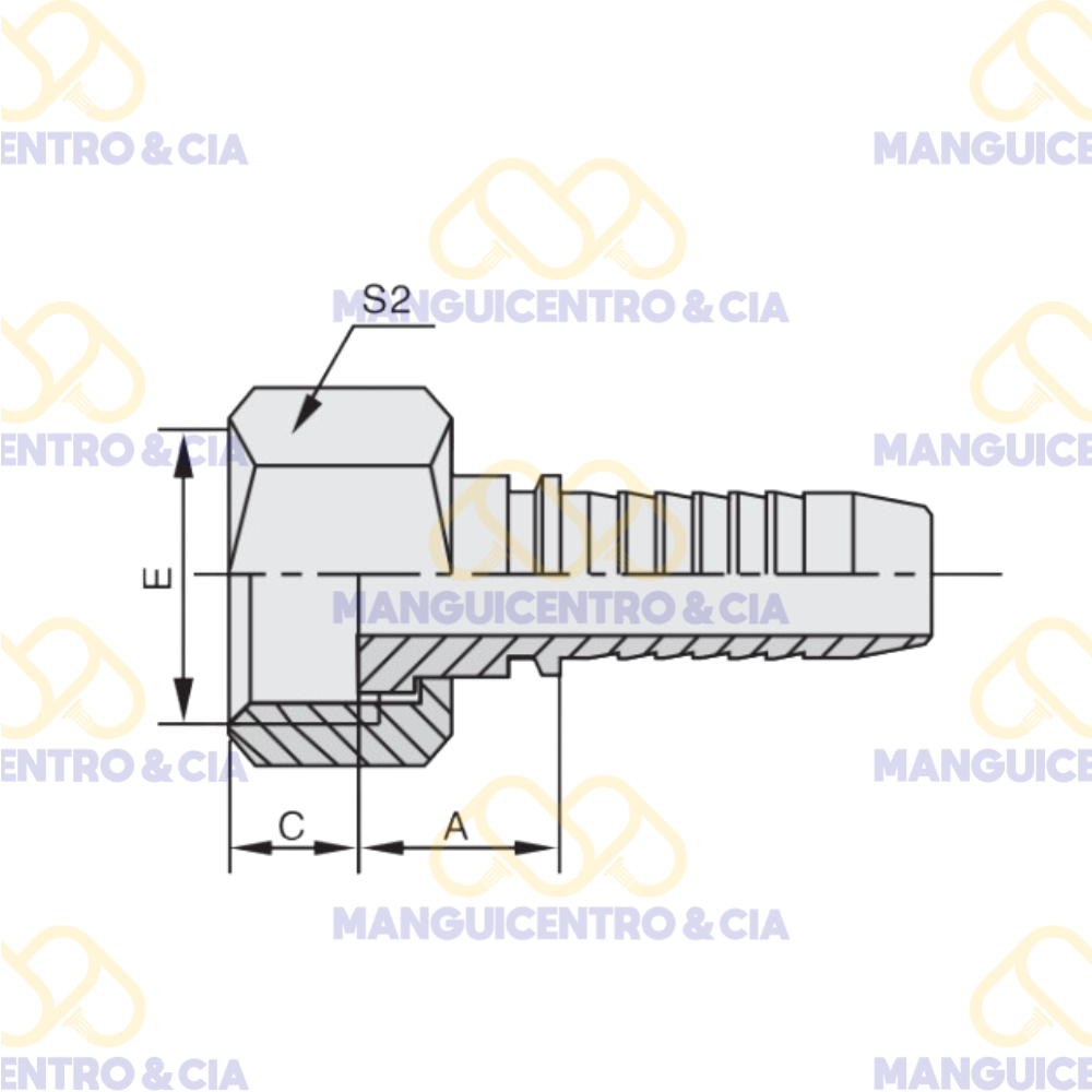 Espiga Hembra G Asiento Plano 1/4" x 1/4" - Imagen 3