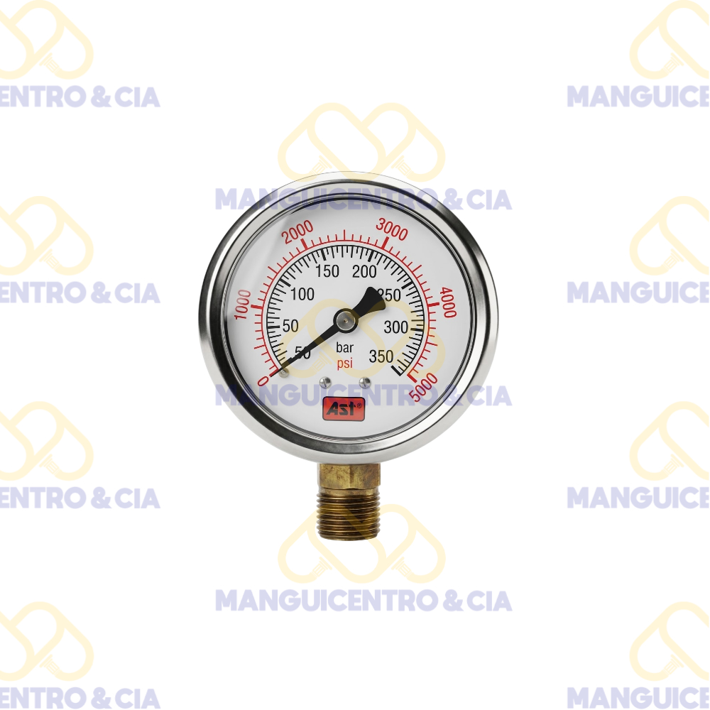 Manómetro Radial Inox con Glicerina 2 1/2" – 5000 PSI