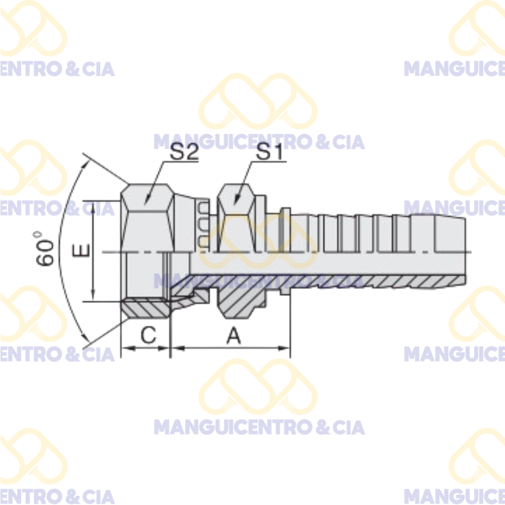 Espiga Hembra G JIS 3/8" x 3/8" - Imagen 2