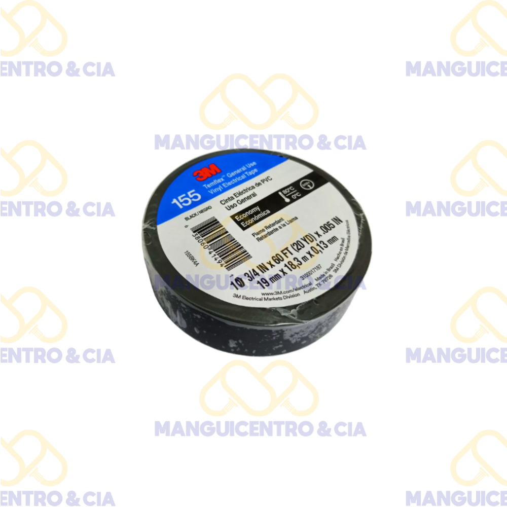 Cinta Aislante Negra 3M (19 mm x 18.3 m x 0.13 mm)