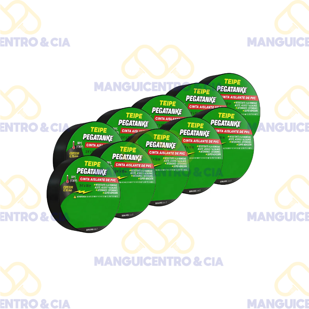 Cinta Aislante Negra Pegatanke 3/4" x 18 m (Paquete x 10 Unidades)